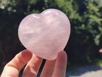 Polished Rose Quartz Gemstone Hearts x 6 From Madagascar