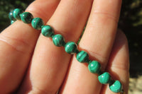 Polished Malachite Ball Shaped Mixed Size Beaded Necklace - Sold Per Item- From Congo