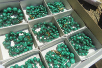 Polished Malachite Ball Shaped Mixed Size Beaded Necklace - Sold Per Item- From Congo