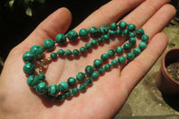 Polished Malachite Ball Shaped Mixed Size Beaded Necklace - Sold Per Item- From Congo