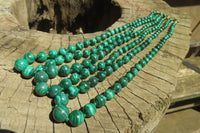 Polished Malachite Ball Shaped Mixed Size Beaded Necklace - Sold Per Item- From Congo