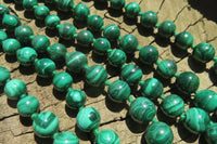 Polished Malachite Ball Shaped Mixed Size Beaded Necklace - Sold Per Item- From Congo