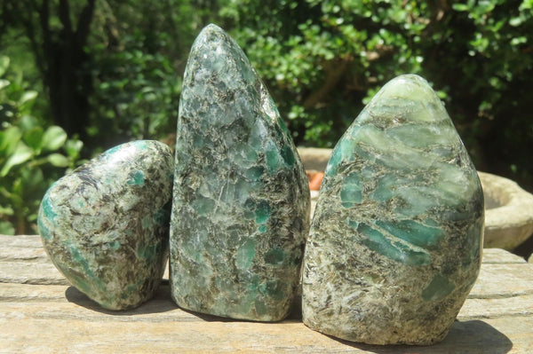 Polished Rare Emerald Mica In Matrix Standing Free Forms x 6 From Mutoko, Zimbabwe