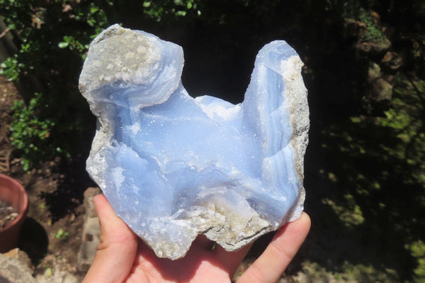 Natural Blue Lace Agate Geode Specimens x 4 From Malawi