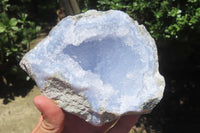 Natural Blue Lace Agate Geode Specimens x 4 From Malawi