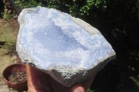 Natural Blue Lace Agate Geode Specimens x 4 From Malawi