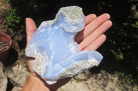 Natural Blue Lace Agate Geode Specimens x 4 From Malawi