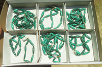 Polished Medium Malachite Barrel Shaped Beaded Necklace - Sold Per Item - From Congo