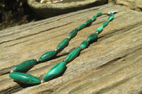 Polished Medium Malachite Barrel Shaped Beaded Necklace - Sold Per Item - From Congo