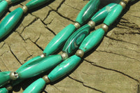 Polished Medium Malachite Barrel Shaped Beaded Necklace - Sold Per Item - From Congo