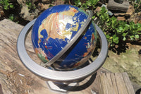 Hand Made Giant Mixed Gemstone Revolving World Globe with Metal Stand x 1 From China