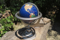 Hand Made Giant Mixed Gemstone Revolving World Globe with Metal Stand x 1 From China