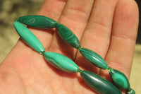 Polished Small Malachite Barrel Shaped Beaded Necklace - Sold Per Item - From Congo