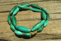 Polished Small Malachite Barrel Shaped Beaded Necklace - Sold Per Item - From Congo