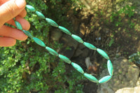 Polished Small Malachite Barrel Shaped Beaded Necklace - Sold Per Item - From Congo