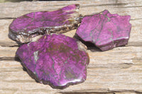 Polished On One Side Metallic Purpurite x 3 From Namibia