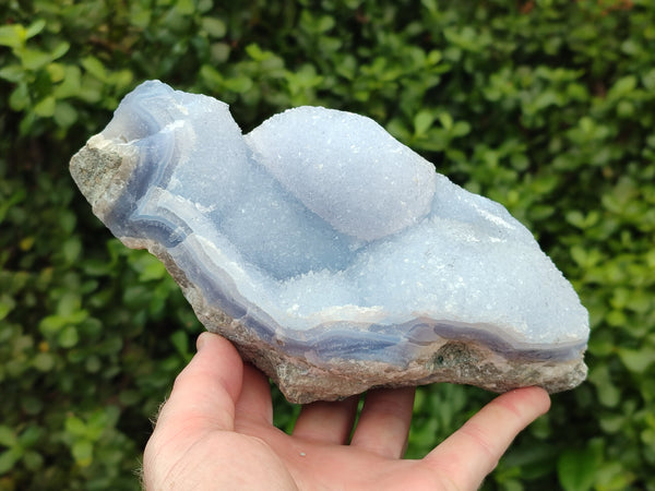 Natural Blue Lace Agate Geode Specimens x 2 From Malawi