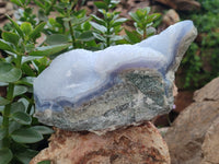 Natural Blue Lace Agate Geode Specimens x 2 From Malawi