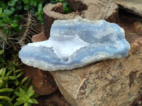 Natural Blue Lace Agate Geode Specimens x 2 From Malawi