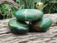 Polished Green Verdite Palm Stones x 12 From Zimbabwe