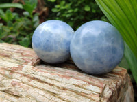 Polished Blue Calcite Spheres x 7 From Madagascar