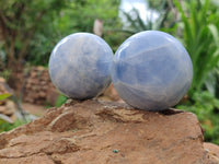 Polished Blue Calcite Spheres x 7 From Madagascar