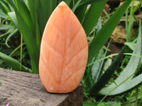 Polished Orange Twist Calcite Leaf Sculpture x 1 From Maevantanana, Madagascar