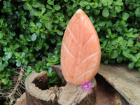 Polished Orange Twist Calcite Leaf Sculpture x 1 From Maevantanana, Madagascar