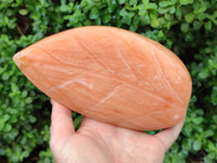 Polished Orange Twist Calcite Leaf Sculpture x 1 From Maevantanana, Madagascar