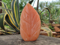 Polished Orange Twist Calcite Leaf Sculpture x 1 From Maevantanana, Madagascar