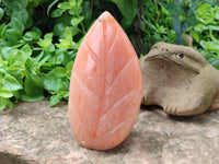 Polished Orange Twist Calcite Leaf Sculpture x 1 From Maevantanana, Madagascar