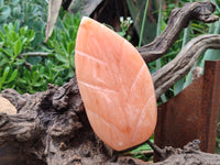 Polished Orange Twist Calcite Leaf Sculpture x 1 From Maevantanana, Madagascar