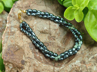 Polished Hematite and Aventurine combo Triple Twisted Beaded Necklace and Bracelet Set - Sold Per Item - From China