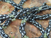 Polished Hematite and Aventurine combo Triple Twisted Beaded Necklace and Bracelet Set - Sold Per Item - From China