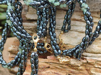 Polished Hematite and Aventurine combo Triple Twisted Beaded Necklace and Bracelet Set - Sold Per Item - From China