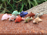 Polished Mixed Set Of 12 Gemstone Dolphin Pendants - Sold Per Box - From Southern Africa