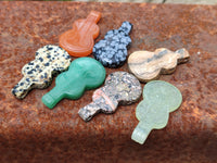 Polished Mixed Set Of 12 Gemstone Guitar Pendants - Sold Per Box - From Southern Africa