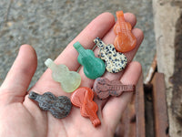 Polished Mixed Set Of 12 Gemstone Guitar Pendants - Sold Per Box - From Southern Africa