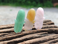 Polished Mixed Set Of 12 Gemstone Maize / Corn Cob Pendants - Sold Per Box - From World