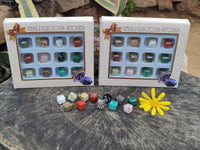 Polished Mixed Box Set of 12 Gemstone Dice Pendants - Sold Per Box - From World