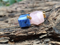 Polished Mixed Box Set of 20 Gemstone Dice Pendants with Gold Clasp - Sold Per Box - From World