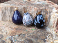 Polished Mixed Box Set of 12 Mini Gemstone Teardrop Pendants with Gold Clasp - Sold Per Box - From World