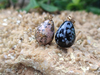 Polished Mixed Box Set of 12 Mini Gemstone Teardrop Pendants with Gold Clasp - Sold Per Box - From World