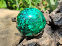 Polished Flower Banded Malachite Spheres x 3 From Congo