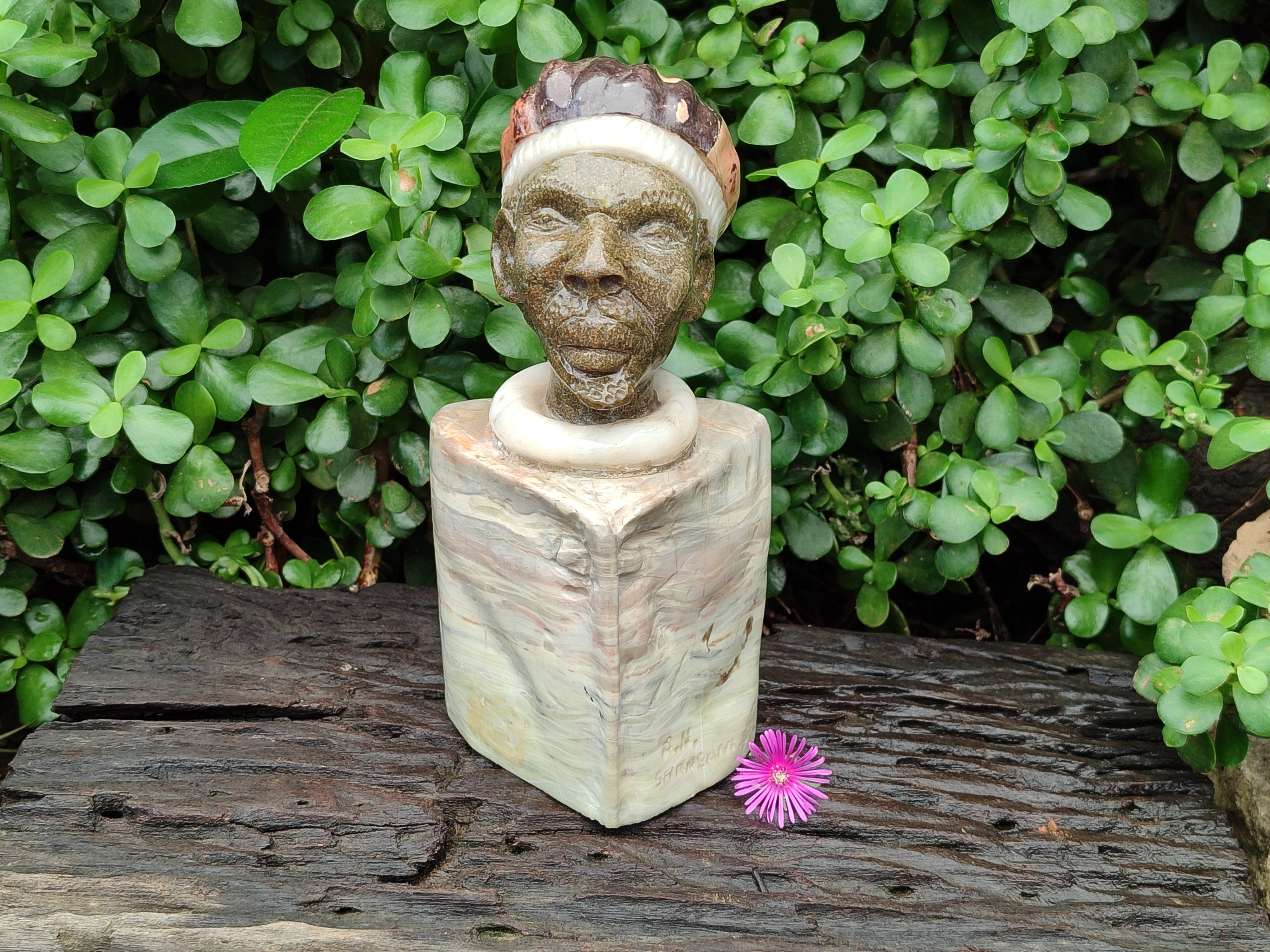 Hand Made African Bust Stone Sculpture x 1 From Zimbabwe