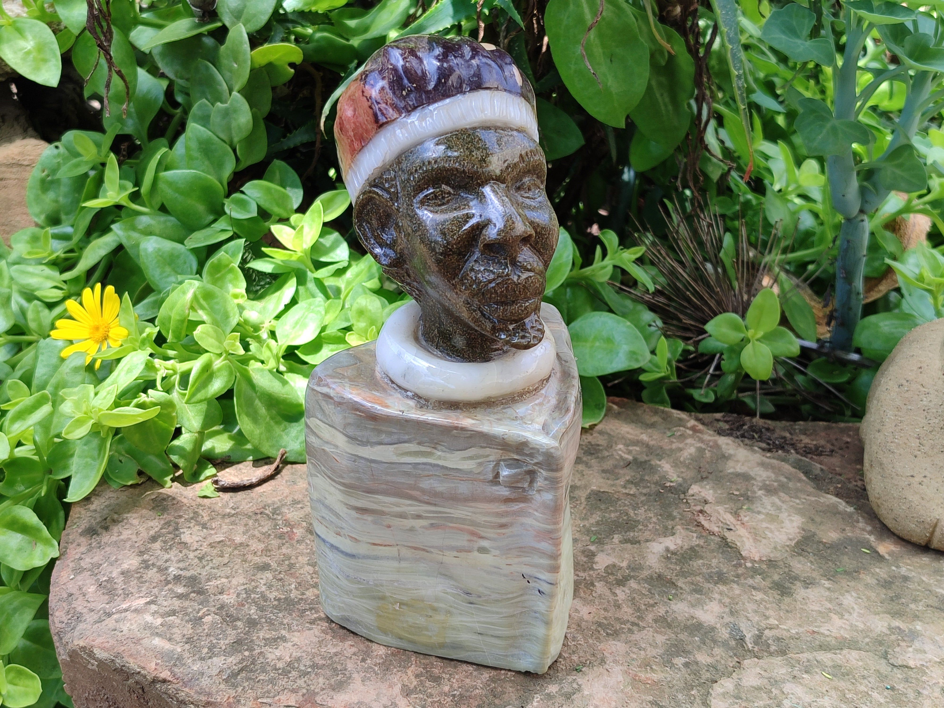 Hand Made African Bust Stone Sculpture x 1 From Zimbabwe