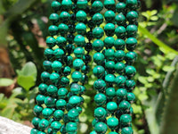 Polished Malachite Ball Shaped 8 mm Beaded Necklace - Sold Per Item- From Congo