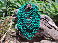 Polished Malachite Ball Shaped 8 mm Beaded Necklace - Sold Per Item- From Congo