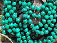 Polished Malachite Ball Shaped 8 mm Beaded Necklace - Sold Per Item- From Congo