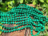 Polished Malachite Ball Shaped 8 mm Beaded Necklace - Sold Per Item- From Congo